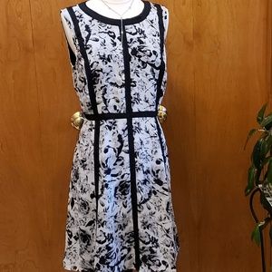 Talbots Black and White Flower Box Dress  Size 14P